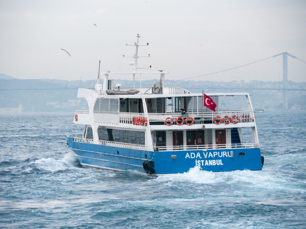 A ferry crossing the Bosphorus, Istanbul, Türkiye