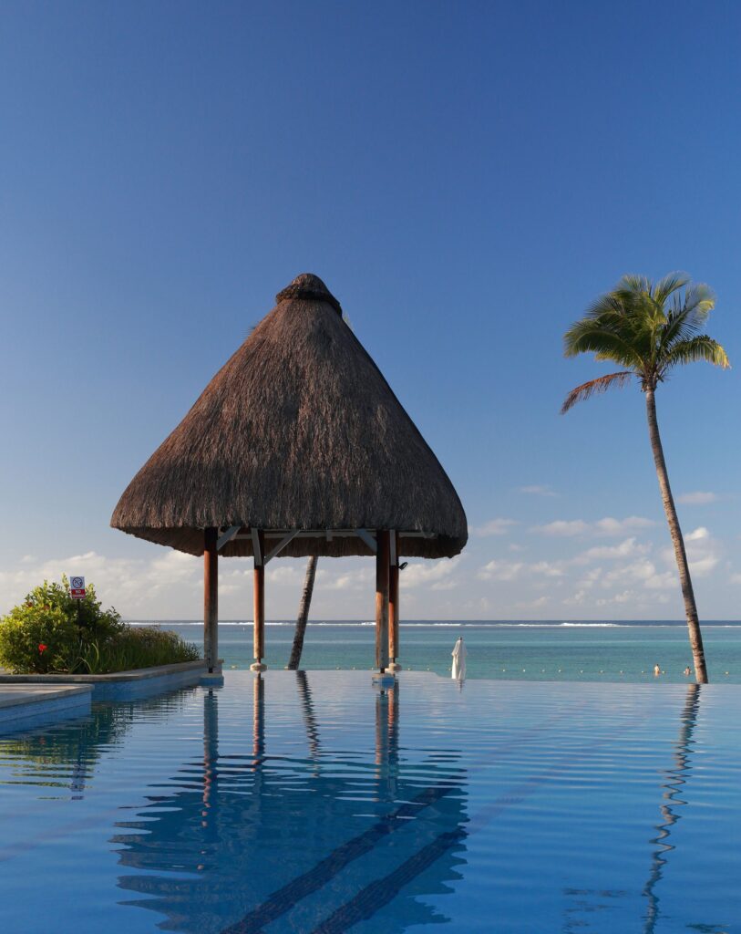 Infinity-edge pool at a resort in Mauritius